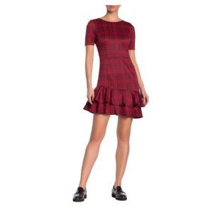 Love Ady Plaid Short Sleeve Ruffle Hem Dress
